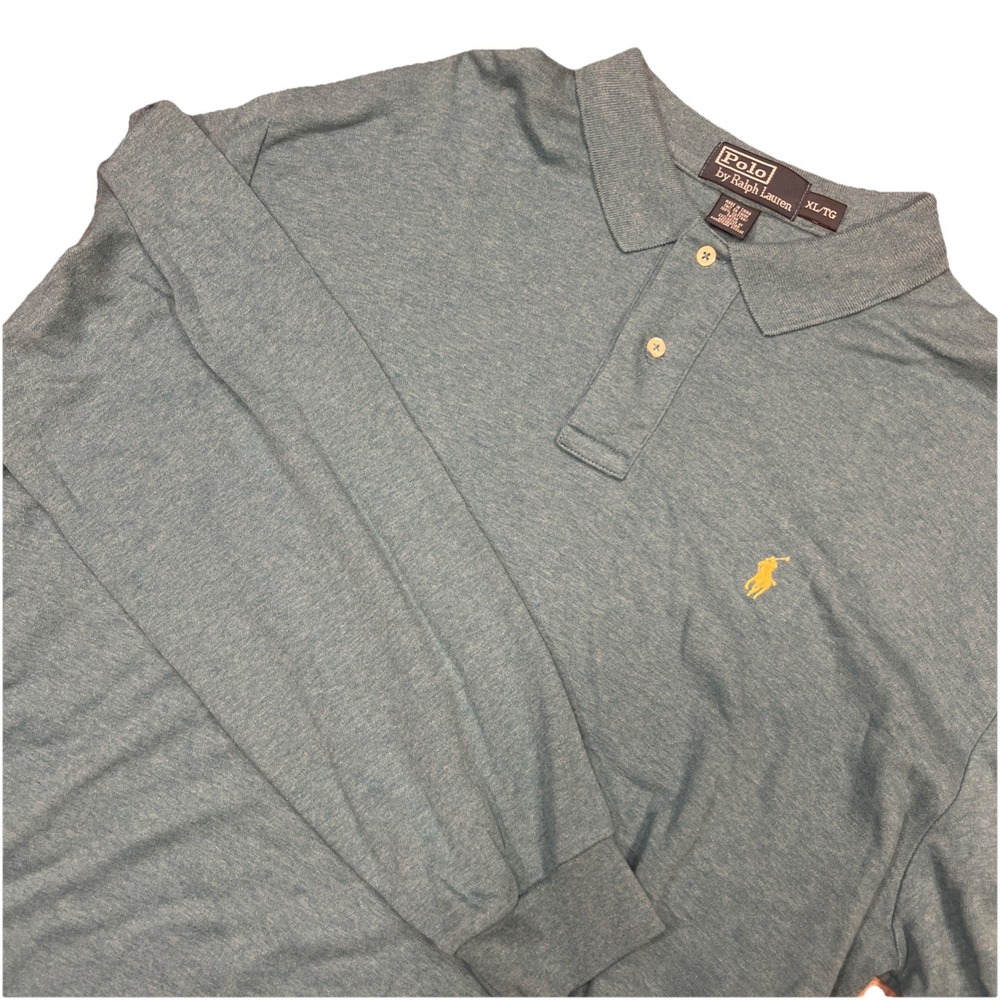 Polo Ralph Lauren Men's XL Blue Long Sleeve Polo Flesh Pony Shirt 100% Cotton